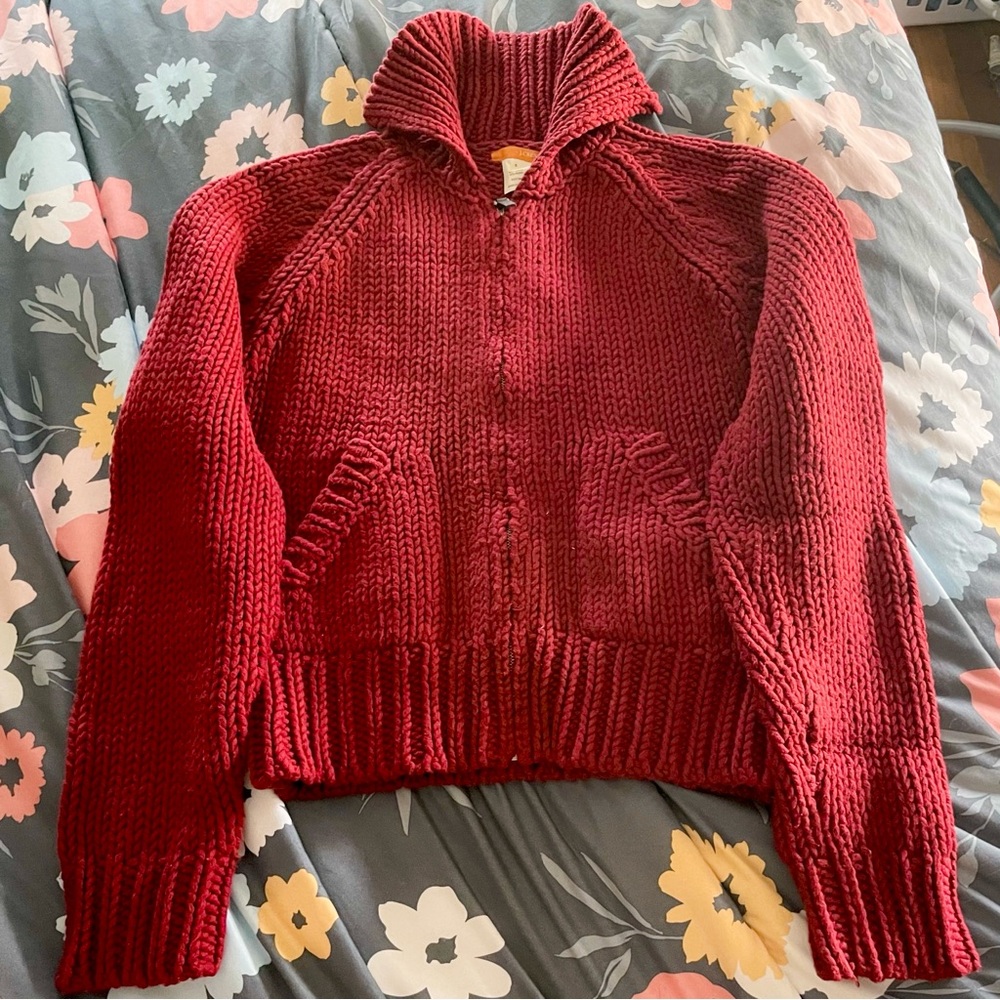 J. Crew Red Cowl Neck Sweater